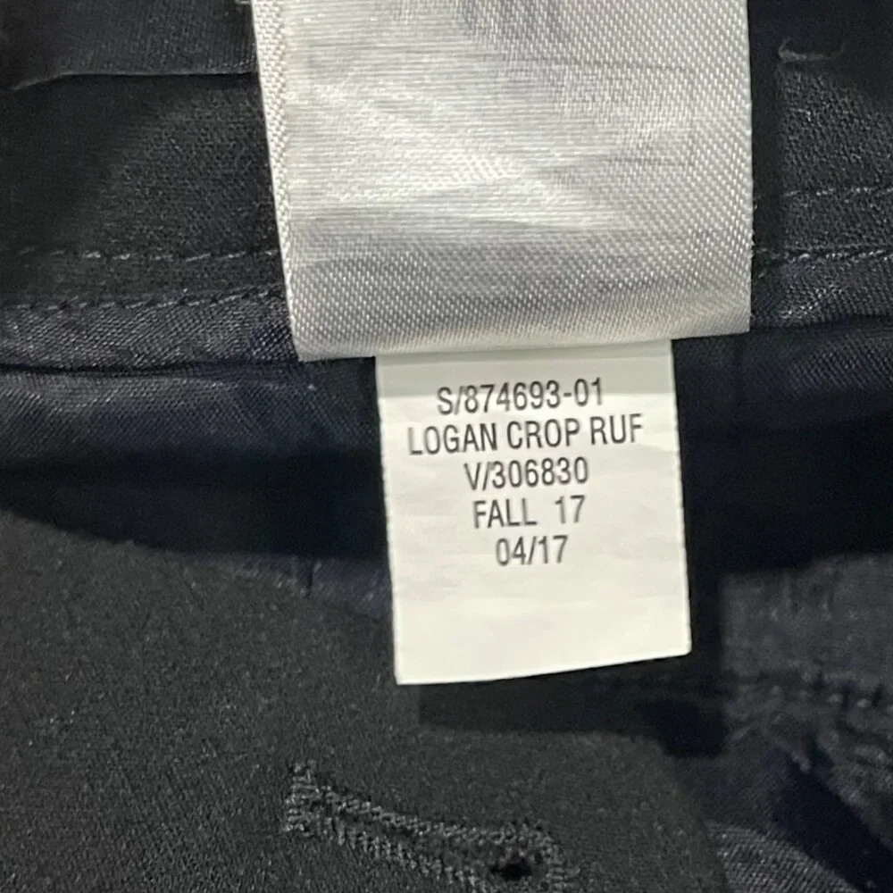 Banana Republic Logan Crop Dress Pants Women's Size 12 Black Ruffle Hems Viscose